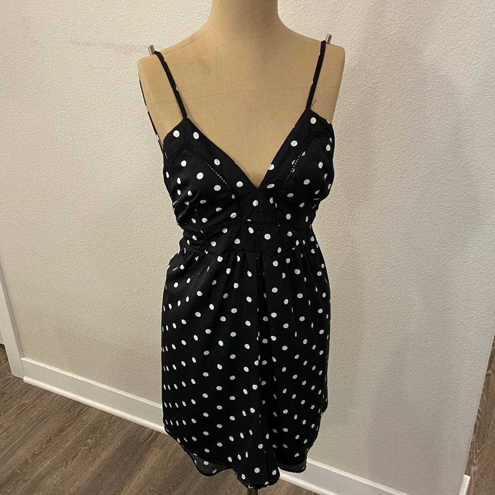 Black Polka Dot  Dress Playsuit